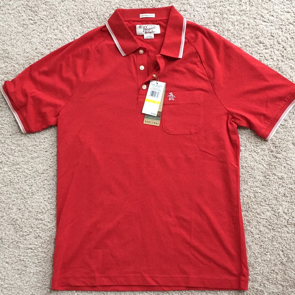NWT red Medium Penguin Polo